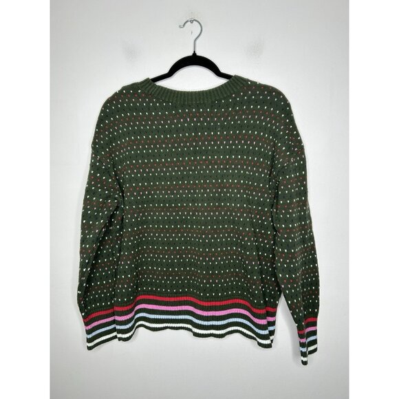 Lands’ End Drifter Sweater Women’s Green Muti Color Knit Crew Neck Plus Size 1X - Picture 5 of 6
